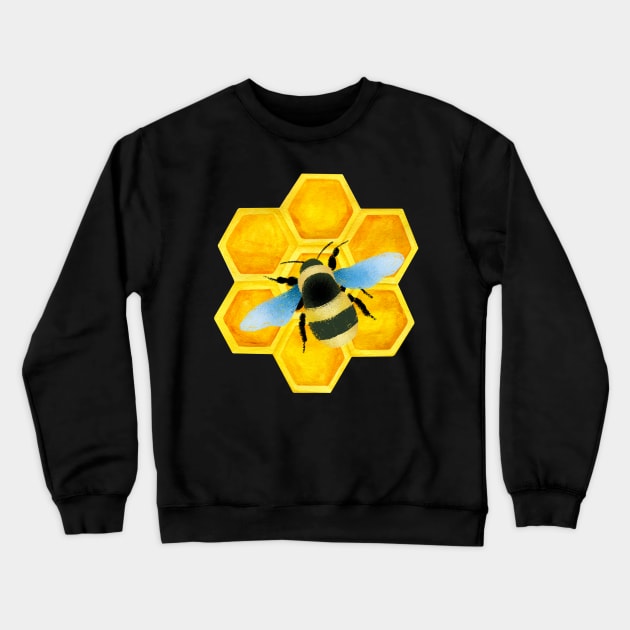 Cute Bumble Bee on Honeycomb Crewneck Sweatshirt by JanesCreations
